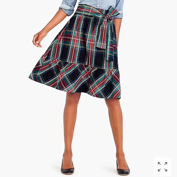 J. Crew Plaid Big Bow Midi Skirt size 6 EUC Ruffle Holiday NWT - Picture 1 of 4